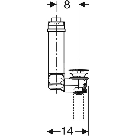 Odpływ umywalkowy Geberit Clou, model oszczędzający przestrzeń, uruchamiany za pomocą dźwigni, z pokrywą odpływu, d40