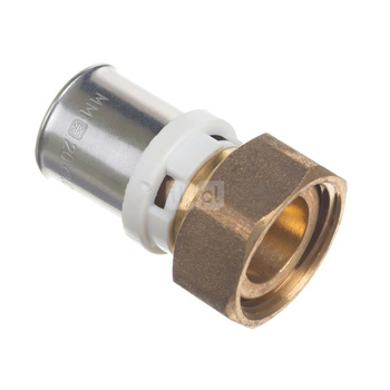 Półśrubunek prosty zaprasowywany redukcja QIK XPRT Mosiądz 16mm x 1/2'' (ZZ x Nakrętka złącza)