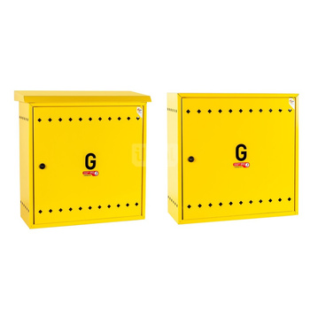 Skrzynka gazowa, 600x600x250, wolnostojąca, metalowa, z płaskim daszkiem - żółta