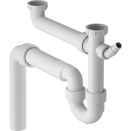 Zlewozmywakowy zestaw odpływowy, biały R 1 1/2"x50mm