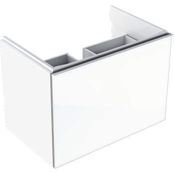 Dolna szafka pod umywalkę Acanto, B75, z jedną szufladą i jedną szufladą wewnętrzną, syfon oszczędzający przestrzeń, biała