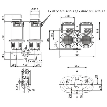 Pompa obiegowa WILO Stratos GIGA-D typu in-line z silnikiem znormalizowanym 50/60 Hz 2900obr/min
