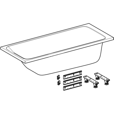 Wanna prostokątna Tawa 180x80, slim, z nogami montażowymi