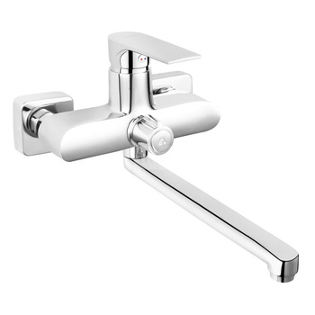 ALGEO SQUARE bateria umywalkowa ścienna z przyłączem natrysku, chrom