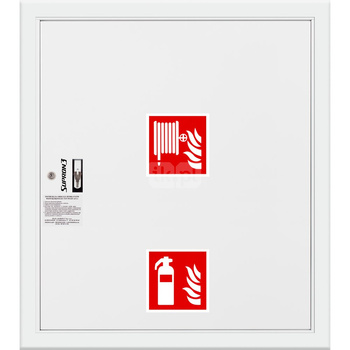 Hydrant DN25 wnękowy z miejscem na gaśnicę pod zwijadłem, wąż 30m, zamek patent, RAL 9003