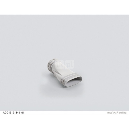 Łącznik przejściowy giętki, prosty do przejścia z przewodu okrągłego Ø92/75 mm na kanał płaski 52x132 mm, wykonany w postaci ksz