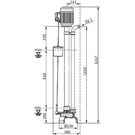 Pompa zanurzeniowa pionowa WILO Drain VC 50 Hz, moc (P2)0.37kW, prędkość obrotowa2900obr/min