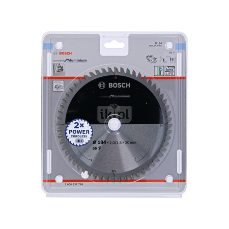 Ostrze do piły tarczowej bezprzewodowej Standard for Aluminium 190 x 2 / 1,5 x 20 T56