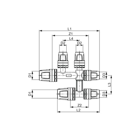 TECElogo - Trojnik krzyżakowy 16 x 16 x 16 mm