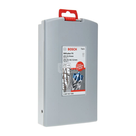 Zestaw Wierteł udarowych SDS plus-7X, 7 szt. 5, 6, 6, 8, 8, 10, 12 mm