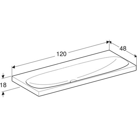 Umywalka Acanto B120cm, bez otworu, bez przelewu