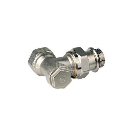 Zawór powrotny VERAFIX-E, kątowy,1/2", gwint wewnętrzny, ze złączką do grzejnika z uszczelnieniem miękkim