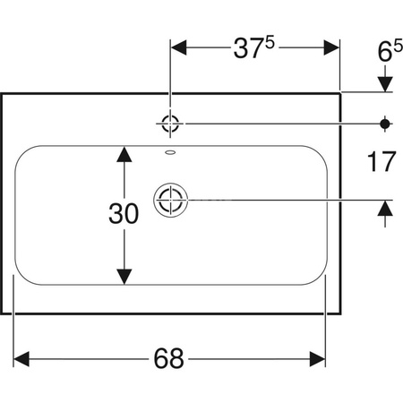 Umywalka iCon Light stawiana na blat, 75 cm, z otworem na środku, z przelewem, Biały-alpin / Matowy