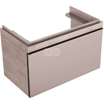 Szafka Citterio pod umywalkę 90 cm, dąb jasny/szkło taupe