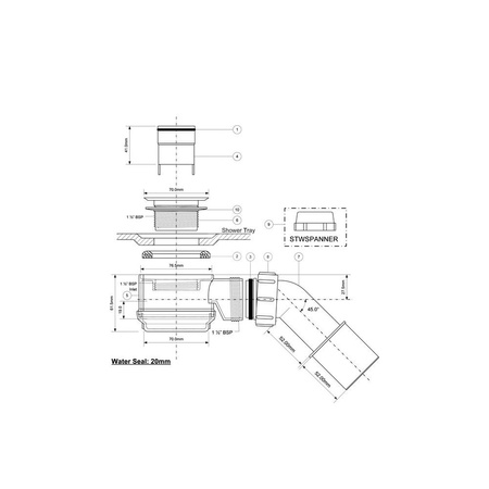 Syfon odpływowy do odpływów liniowych do serii CD