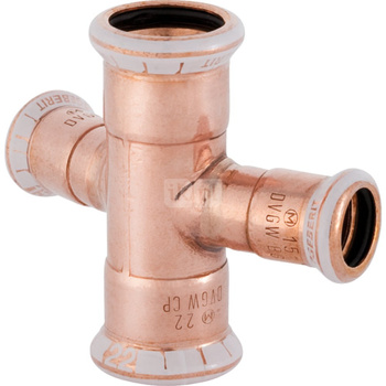 Złącze czwórnik GEBERIT Mapress Kupfer 28mm x 15mm x 28mm x 15mm (DN 25 x DN 12 x DN 25 x DN 12)