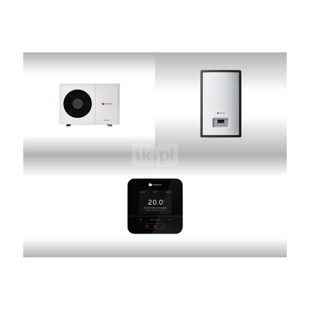 Pakiet systemowy OZE Nr 02 - Pompa ciepła powietrzna powietrze-woda monoblok SAUNIER DUVAL GeniaAir HA 3-6 O 3.7kW 230V + Stacja hydrauliczna HE 9-6 WB + Regulator SRC 720