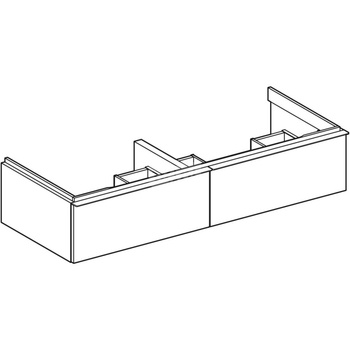 Szafka iCon pod umywalkę podwójną, z dwoma szufladami 118,4 cm x 24,7 cm x 47,6 cm, orzech hickory / melaminowa struktura drewna, lava / matowy