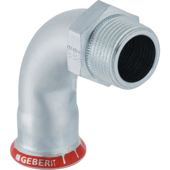 Kolano  GEBERIT  Mapress C-Stahl przejściowe  Stal Ocynk x Stal 15mm  x 1/2' (Mufa zaciskowa x Gwint zewnętrzny gazowy stożkowy)