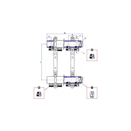 Rozdzielacz ogrzewania RUMET EKO45B 5 obwodowy