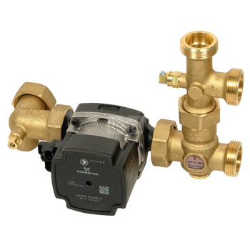 Antykondensacyjna grupa pompowa VITMAT 1,0 T - grupa pompowa do podwyższania temperatury powrotu kotła z zaworem antykondensacyjnym z regulacją termostatyczną (opcje: 50°, 55°, 60°, 65°, 70°C)