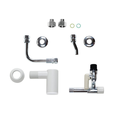 Grupa bezpieczeństwa bez reduktora ciśnienia wody zasilającej (dla maks. ciśnienia zasilania 6 bar), niklowana z przyłączami, z 