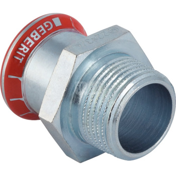 Złączka  GEBERIT  Mapress C-Stahl przejściowa z gwintem zewn.  Stal Ocynk x Stal 28mm  x 3/4'' (Mufa zaciskowa x Gwint zewnętrzny gazowy stożkowy)