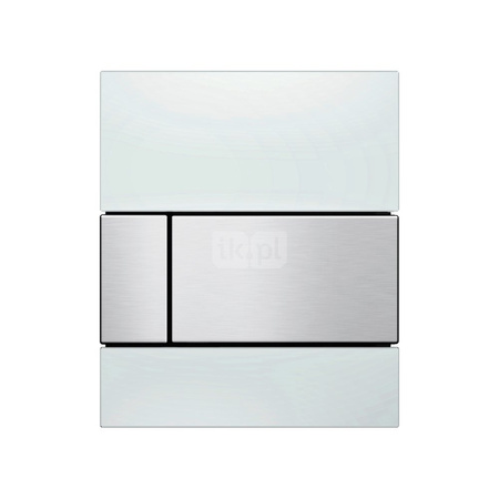 TECEsquare - przycisk spłukujący ze szkła do pisuaru, szkło białe, przycisk - efekt optyczny stali nierdzewnej szczotkowanej "anti-fingerprint"