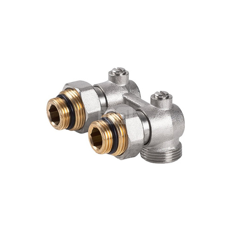 7005+8021 G1/2xG3/4 PN10 DN15 Zespół kurków kulowych grzejnikowych K CuZn-C PN-M-75002