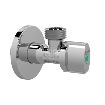 A 80 zawór kątowy krótki, antykamienny, mosiądz DZR 1/2GW x 3/8GZ, bez nakrętki, uchwyt NOVA z ABS