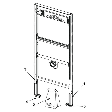 TECEprofil - stelaż podtynkowy do pisuaru, do natynkowego zaworu spłukującego, wysokość 1120 mm