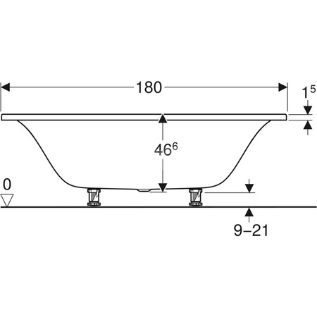 Wanna prostokątna Tawa 180x80, duo, slim, z nogami montażowymi