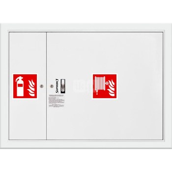 Hydrant DN25 FIT wnękowy z miejscem na gaśnicę obok zwijadła, wąż 20m,zamek patent, RAL 9003
