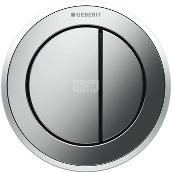 Pneumatyczny przycisk uruchamiający WC Geberit, kształt geometryczny, podtynkowy, dwudzielny, wypukły, Sigma 8cm, chrom