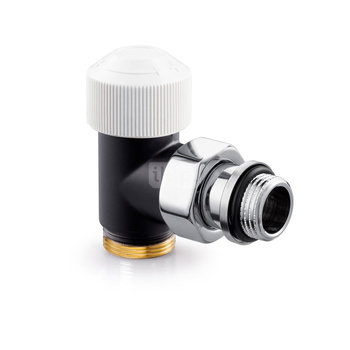 Zawór termostatyczny Thera Design, czarny-mat, kątowy, 1/2", konieczne złączki FEM24C/FEM24P/FEM24M