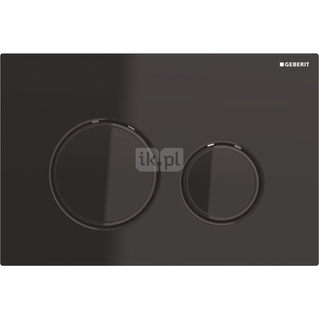 Przycisk uruchamiający Geberit Sigma21, przedni, szkło czarne, pierścienie: czarny chrom