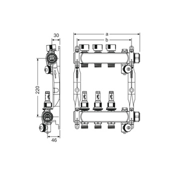 TECEfloor - Rozdzielacz ogrzewania podłogowego TECEfloor ze stali nierdzewnej z przepływomierzami 5 sekcyjny