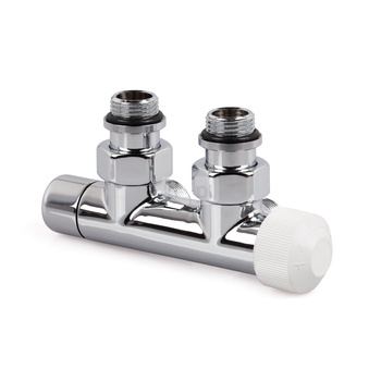 Zawór podwójny Therafix Design, chrom, kątowy, prawy, 1/2", niezbędne złączki FEM24C/FEM24P/FEM24M