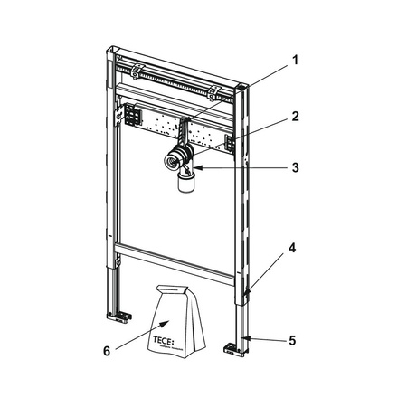 TECEprofil - stelaż montażowy pod umywalkę, wysokość montażowa 820 - 980 mm