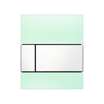 TECEsquare - przycisk spłukujący ze szkła do pisuaru, szkło zielone, przyciski białe