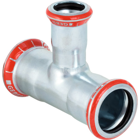 Trójnik GEBERIT  Mapress C-Stahl redukcyjny  Stal22mm x 18mm x 22mm (DN 20 x DN 15 x DN 20) (Mufa zaciskowa x Mufa zaciskowa x Mufa zaciskowa)