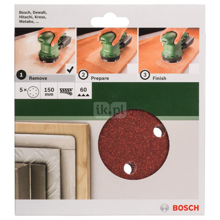 5-częściowy zestaw papierów ściernych do szlifierek mimośrodowych K = 60