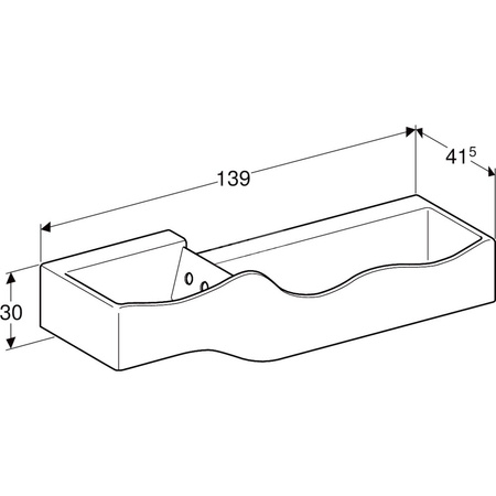Umywalka dla dzieci Geberit Bambini, B139, do trzech baterii umywalkowych, niższa umywalka po prawej stronie