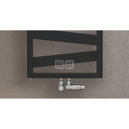 Grzejnik Zehnder Kazeane RK-100-060 - 600 mm, kolor Code 0557 Black Matt, złącze S012, konsole ścienne towel radiator, ilość zestawów naściennych 4