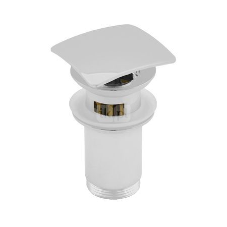SPPMWK01K Z-r spust.mos. G11/4 do umywalki z przelew.wysoki,z koszem przycisk kwadratowy wypukły biały