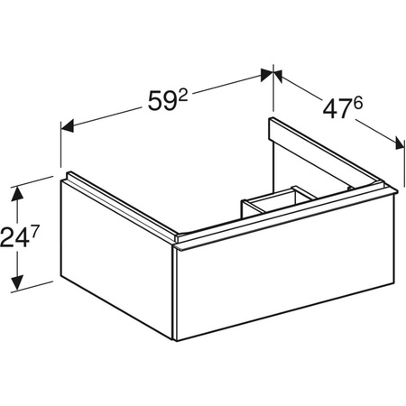 Szafka pod umywalkę iCon, z jedną szufladą 59,2 cm x 24,7 cm x 47,6 cm, szary piaskowy / lakierowany, wysoki połysk, szary piaskowy / matowy