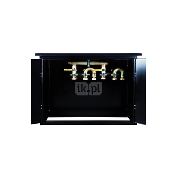 Punkt redukcyjno-pomiarowy na 2 gazomierze G4/G6, w poziomie, w skrzynce metalowej 1050x700x250 -popielaty