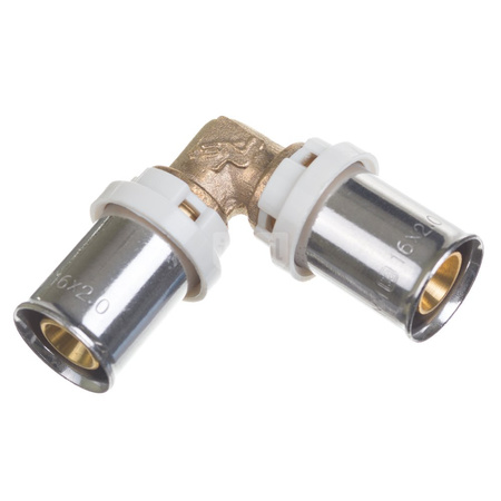 Kolano zaprasowywane 90' QIK Mosiądz 16mm x 16mm (ZZ x ZZ)