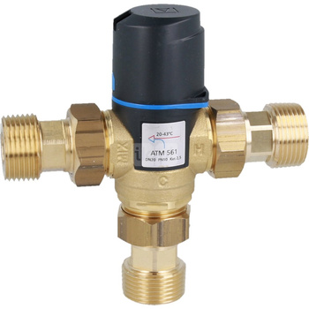 Zestaw termostatycznego zaworu mieszającego ATM 561, DN20, G1", 20-43°C, Kvs 2,5 m3/h, ze śrubunkami
