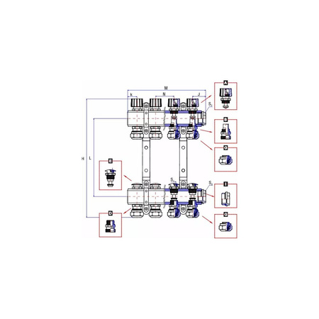 Rozdzielacz ogrzewania RUMET 70C 2 obwodowy